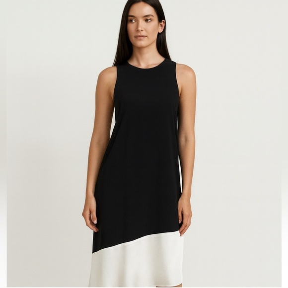NWT Club Monaco Black/White Colorblock Dress 100% Silk Size 2 - Picture 1 of 8